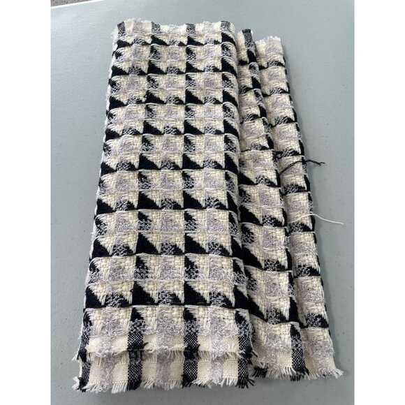 Infinity Scarf Woven Tweed Fabric Houndstooth Pattern Black White Shawl Wrap - Picture 3 of 6